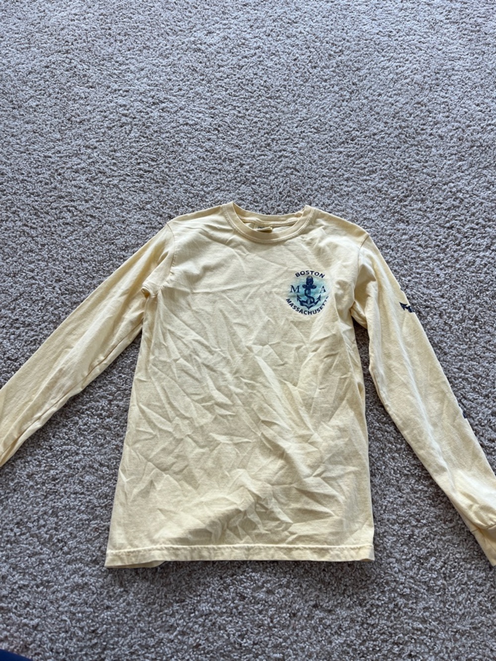 Women’s Long-Sleeve Crewneck Shirt in Pale Yellow - Nautical Graphic
